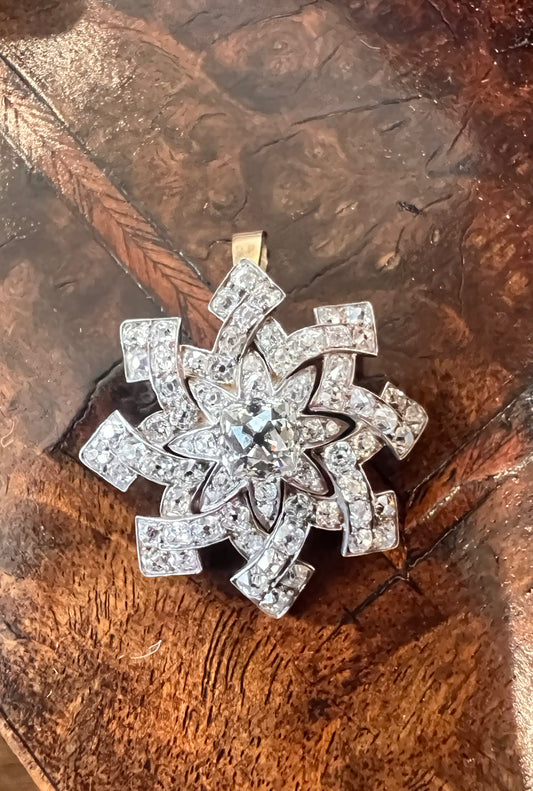 Antique Old Mine Cut Snowflake Star Flower