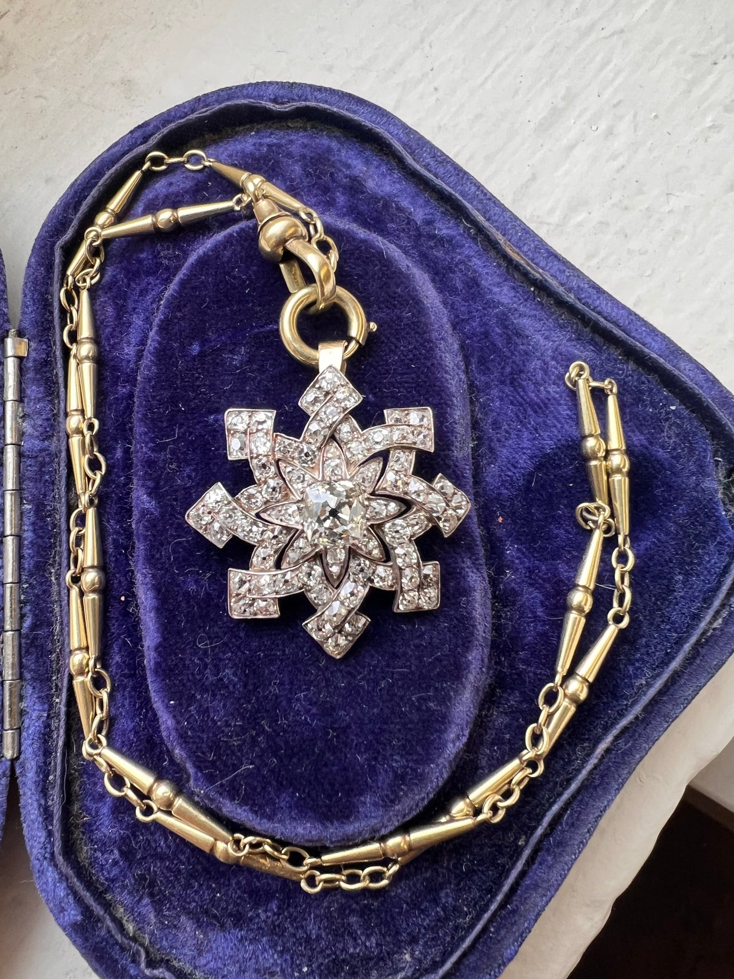 Antique Old Mine Cut Snowflake Star Flower