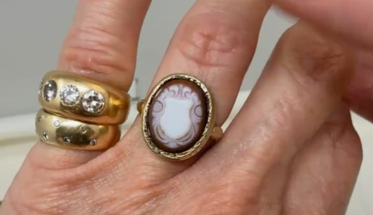 Antique Agate Shield Ring