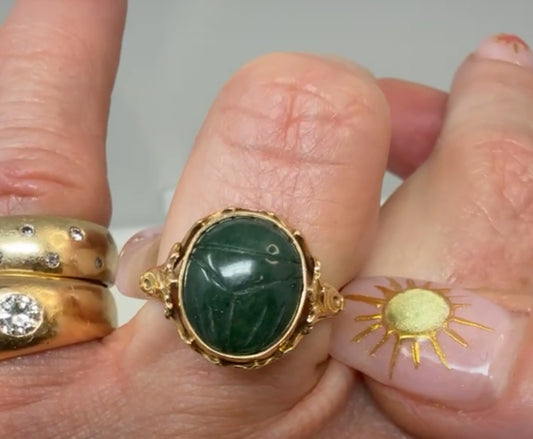 Vintage Jade Scarab Ring