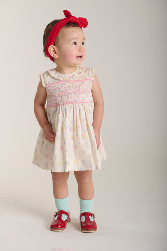 Kailani Smocked Floral Sprigs Dress - Question Everything Sp26