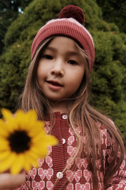 Bow Knit Beanie- Floss FW25