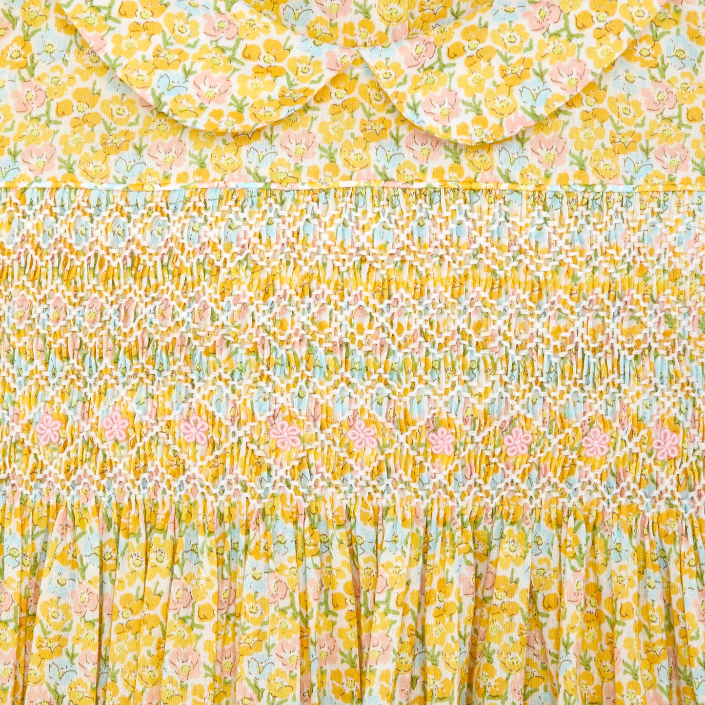Sleeveless Yellow Flowers Smocked Dress - Question Everything SP24