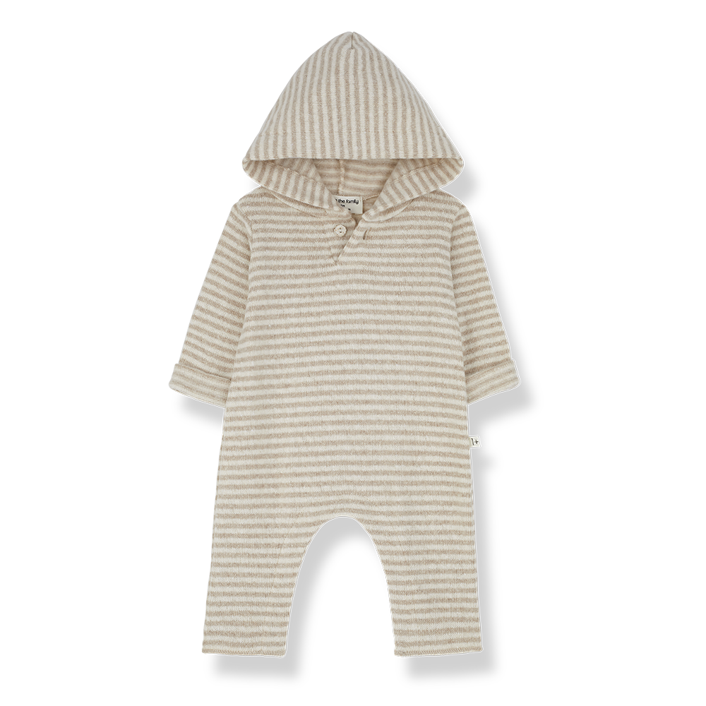 Beige Hooded Jumpsuit - One More in the Family FW24