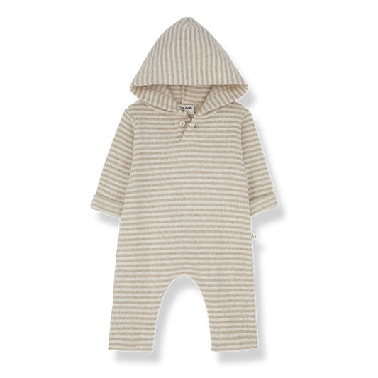 Beige Hooded Jumpsuit - One More in the Family FW24