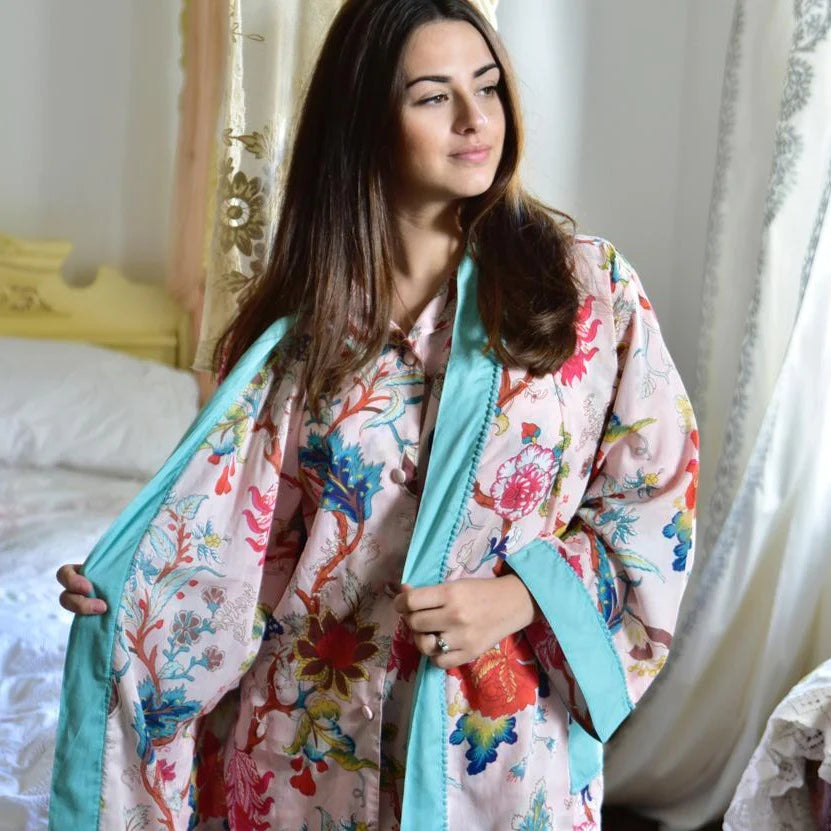 Pink Exotic Flower Dressing Gown - Powell Craft