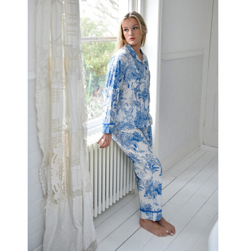 Blue Toile Print Pajamas - Powell Craft