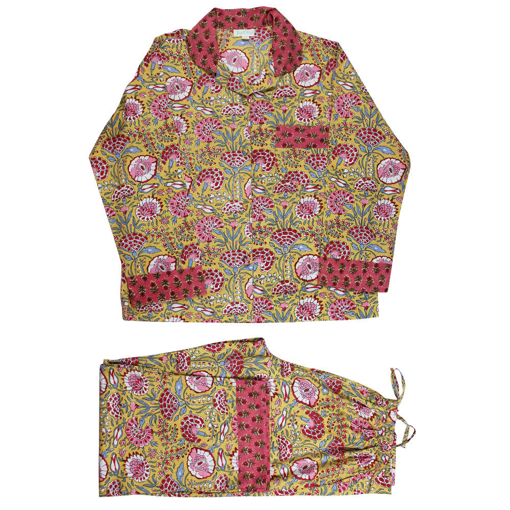Yellow & Pink Carnation PJ Set- Powell Craft