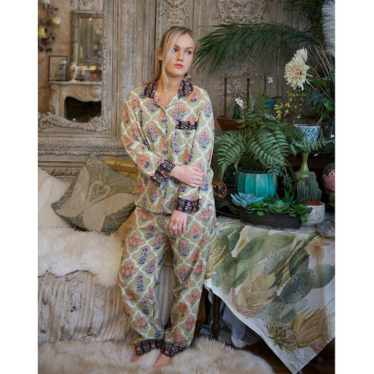 Green Framed Floral PJ Set- Powell Craft