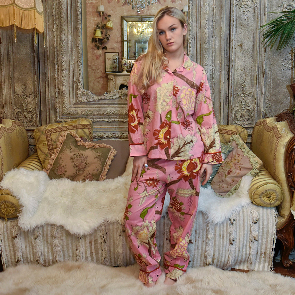 Pink Burnt Orange Botanical Print PJ Set- Powell Craft