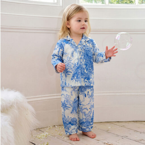 Blue Toile Girls Pajamas - Powell Craft