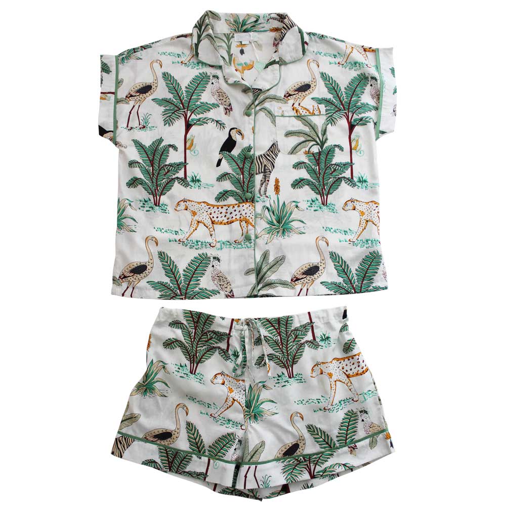 Cream Safari Short Pajama Set - Powell Craft