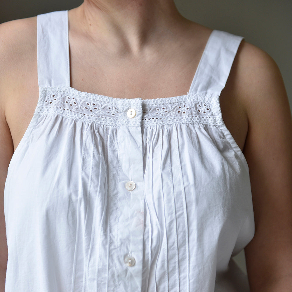 Sleeveless Button Down Eyelet Shortie Set - Powell Craft