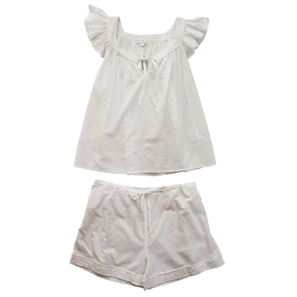 Frilly Cap Sleeved Shortie Pajama Set - Powell Craft