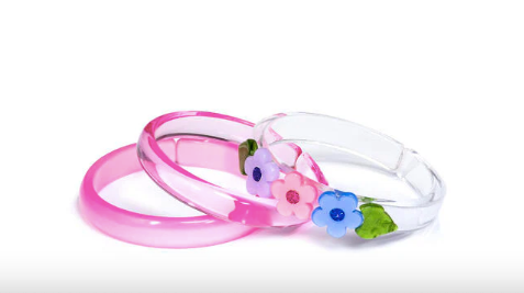 Flowers Pink Purple Blue Bangles - Lilies and Roses