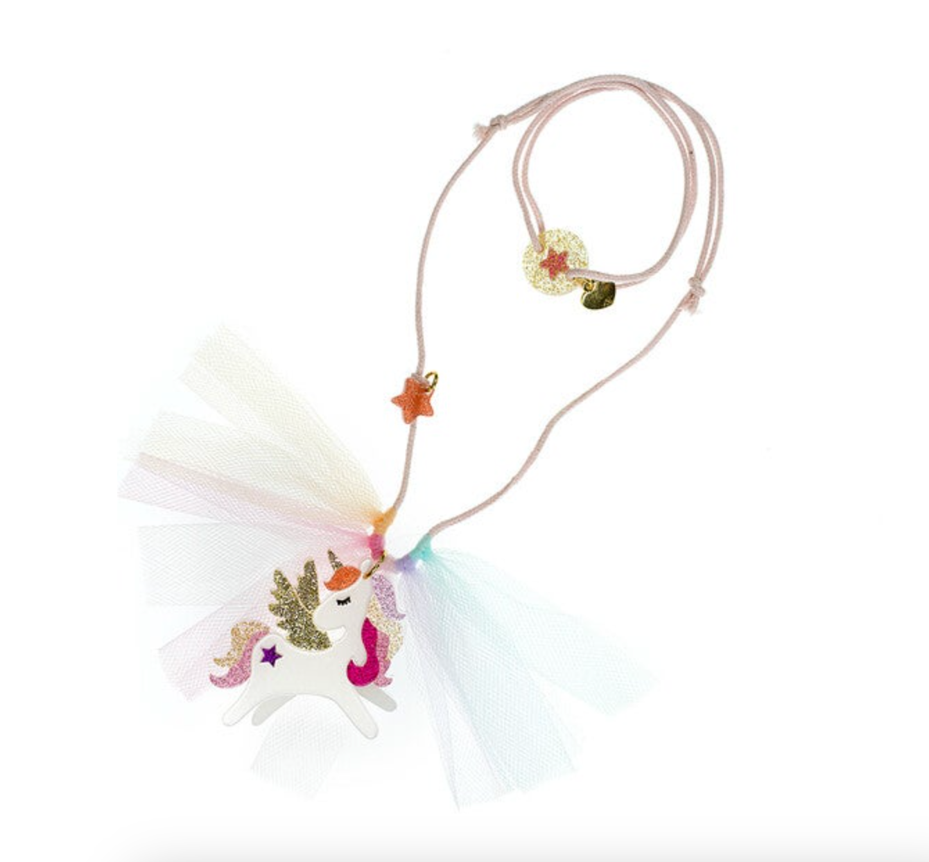 Unicorn Coral Glitter Wings Necklace - Lilies and Roses