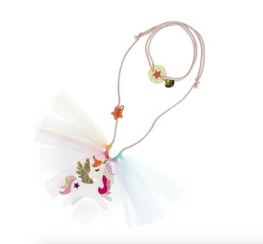 Unicorn Coral Glitter Wings Necklace - Lilies and Roses