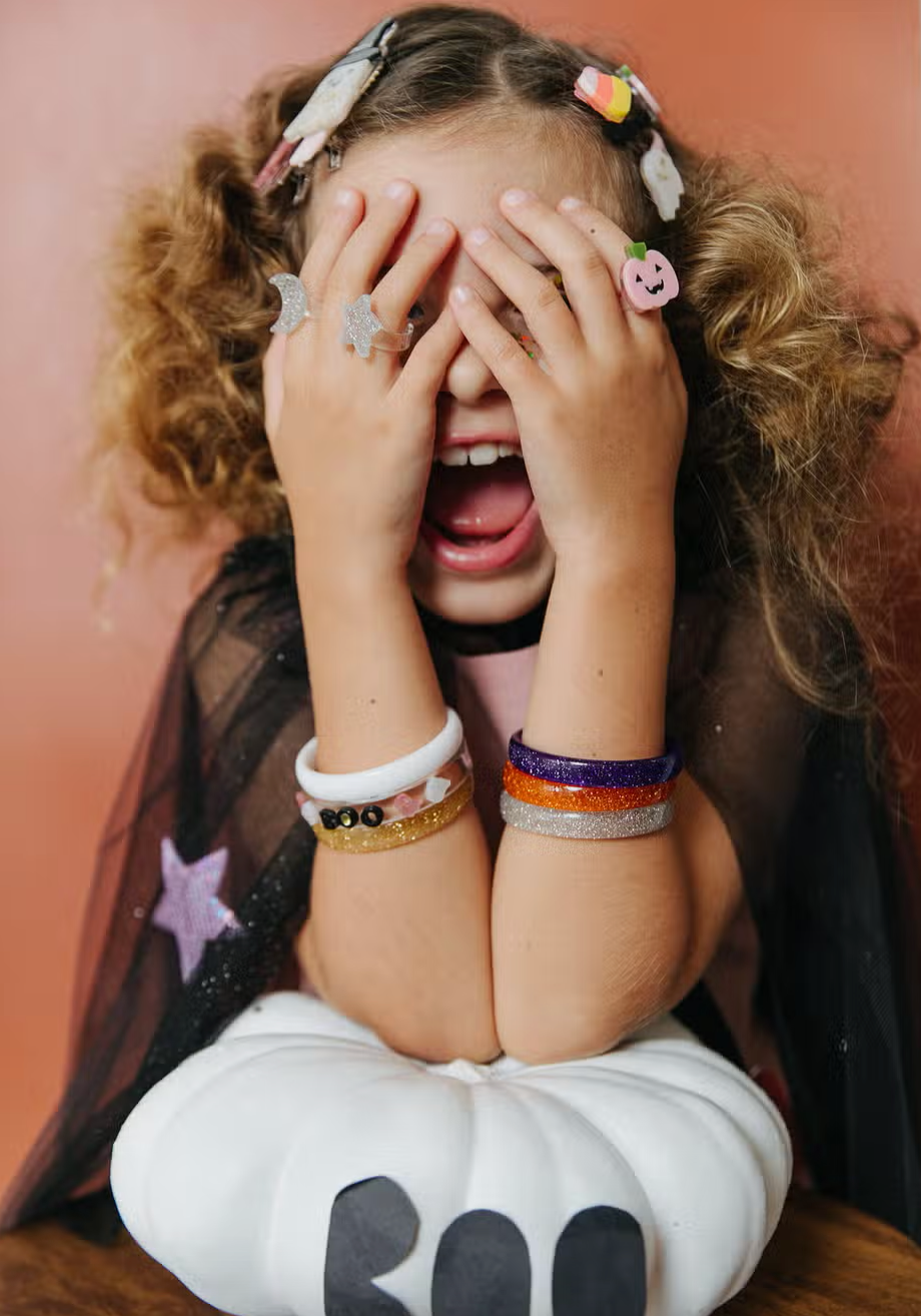 Ghost Boo Glitter Gold Bangles Set of 3 Lilies and Roses