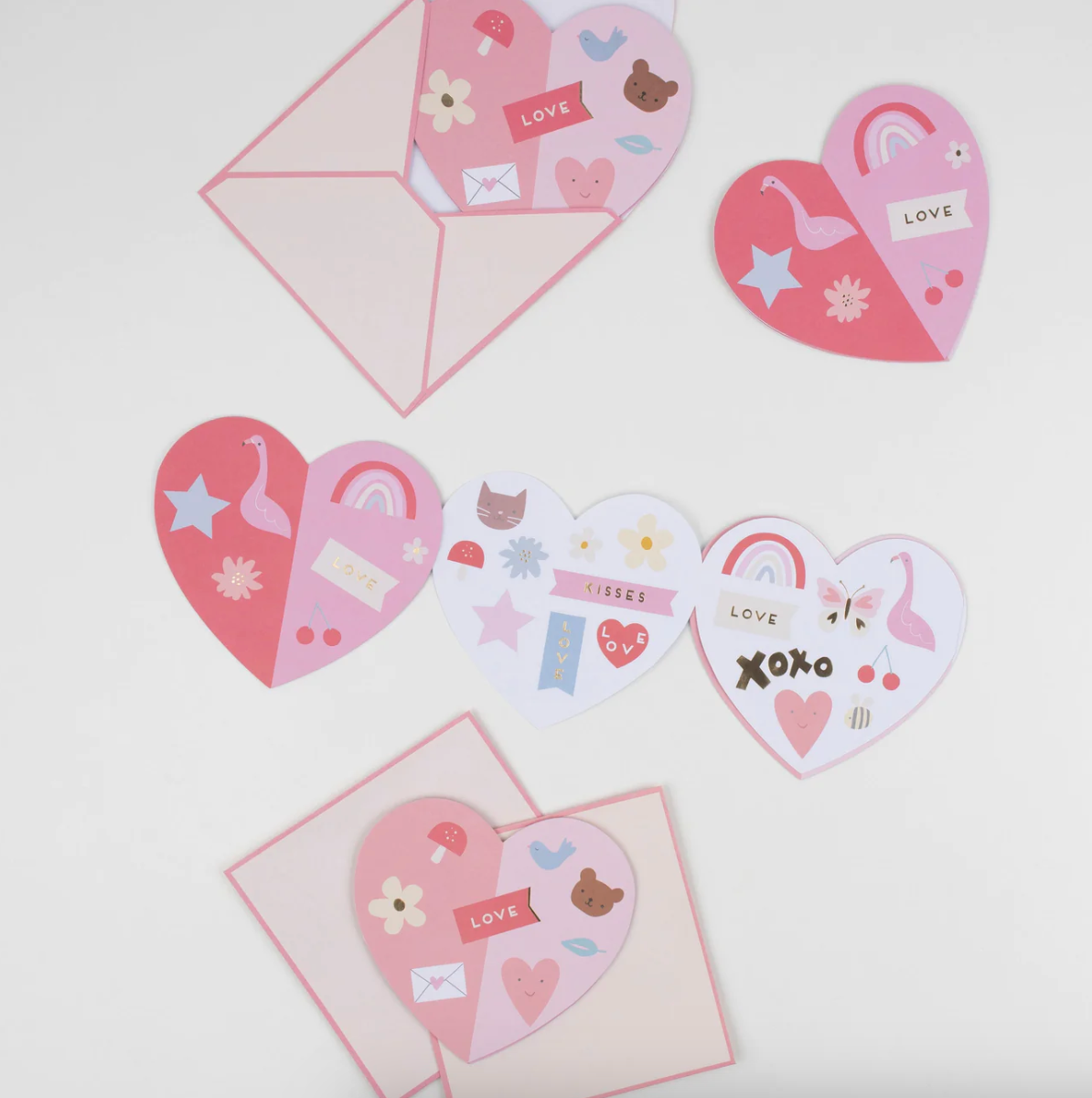 Heart Concertina Valentine Cards and Stickers - Meri Meri