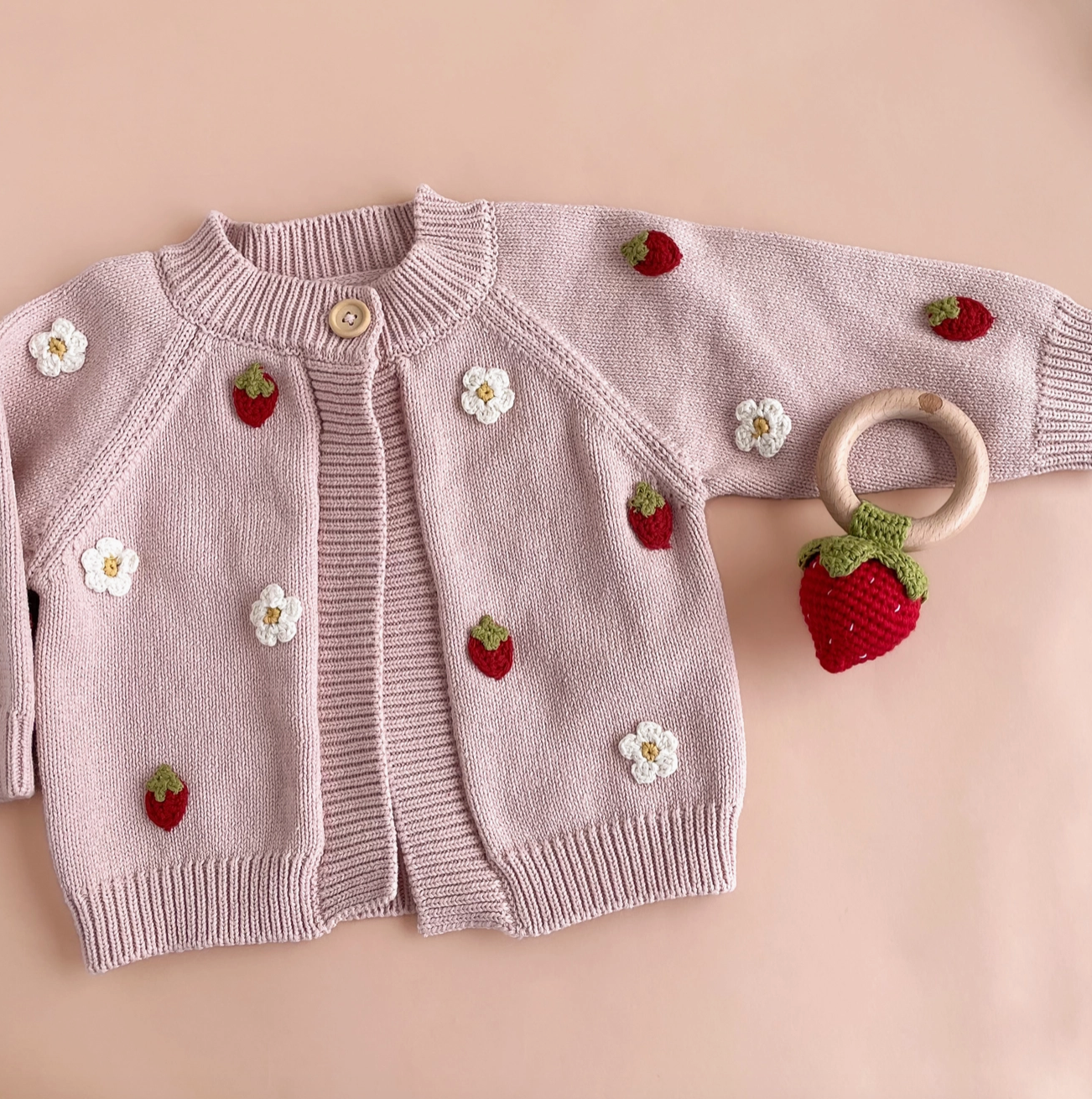 Strawberry Flower Cardigan - Blueberry Hill