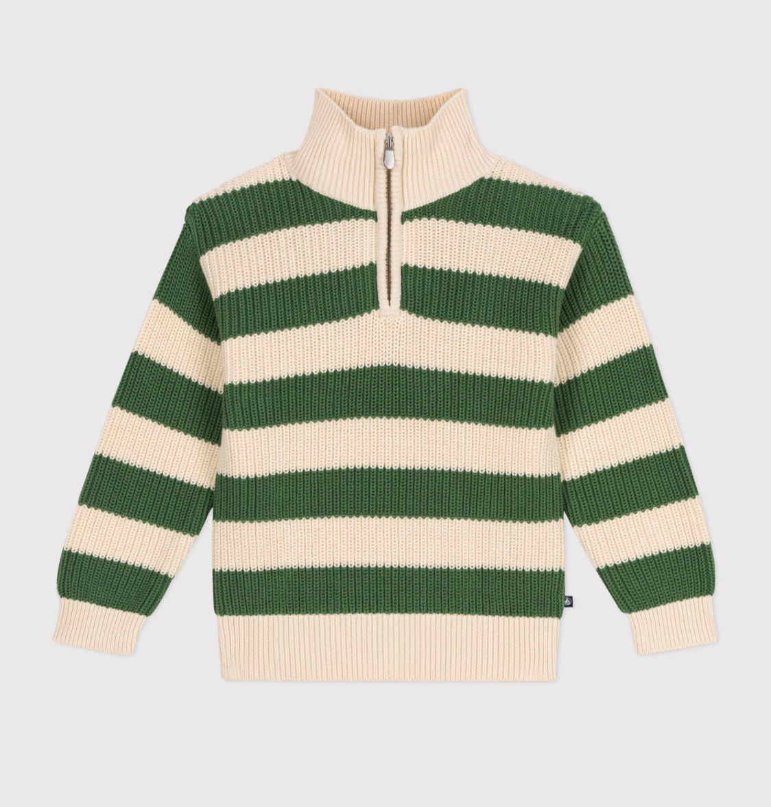 Green Half Zip Striped Sweater - Petit Bateau FW24