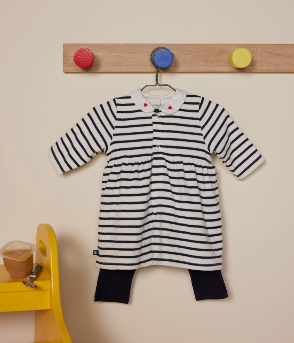 Navy Striped Dress w/ Leggings - Petit Bateau FW24