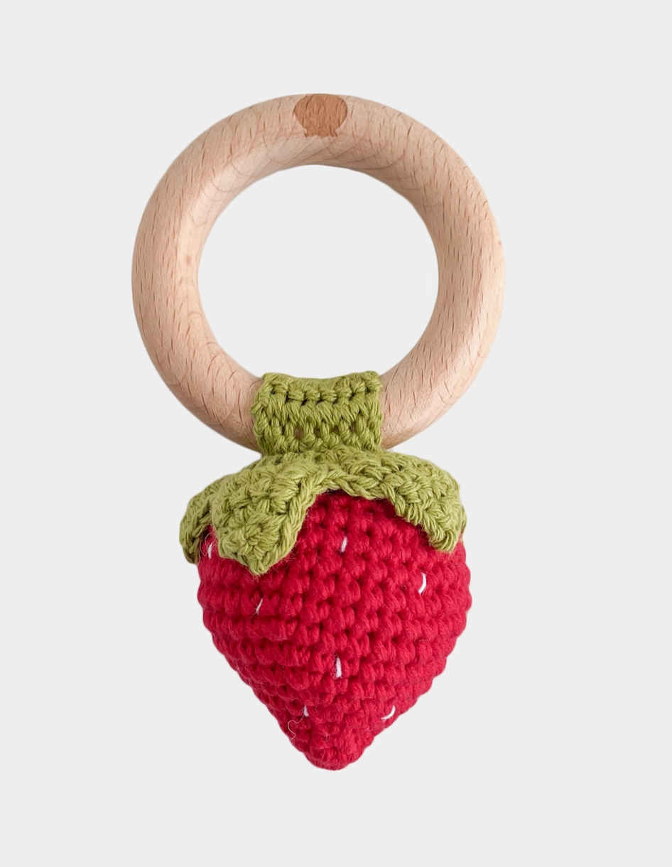 Strawberry Rattle Teether Red - Blueberry Hill
