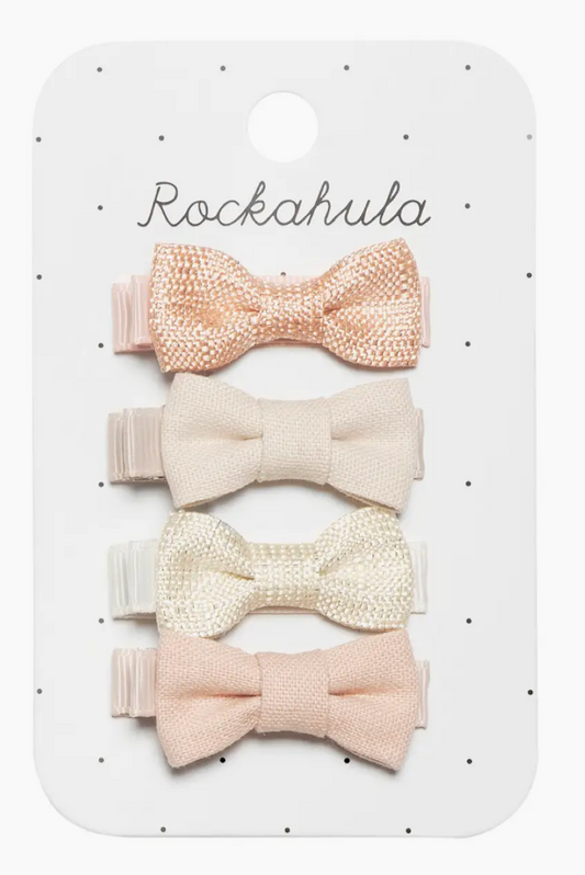 Linen Mini Bow Clips - Rockahula
