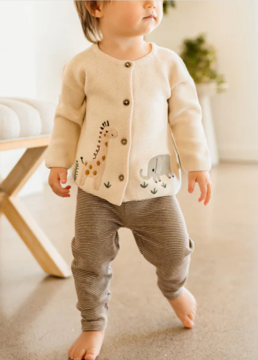Animal Safari Embroidered Baby Cardigan - Viverano