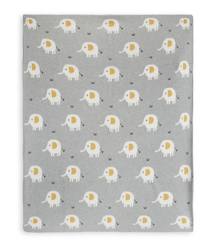 Elephant Jacquard Knit Baby Blanket - Viverano