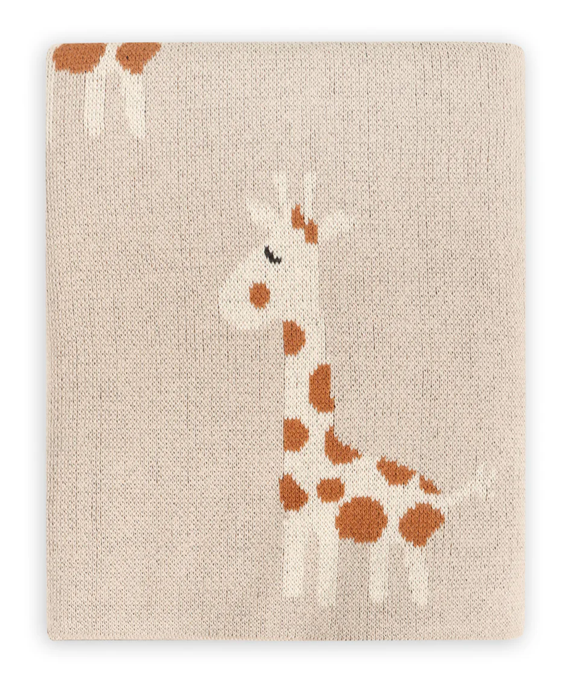 Giraffe Jacquard Knit Baby Blanket- Viverano