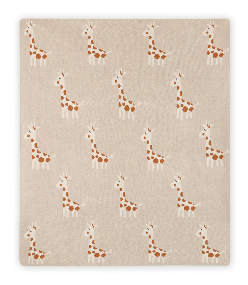 Giraffe Jacquard Knit Baby Blanket- Viverano