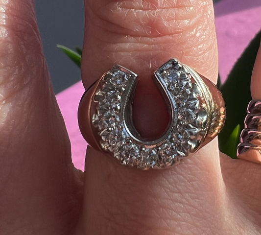 14K Vintage Diamond Horseshoe Ring