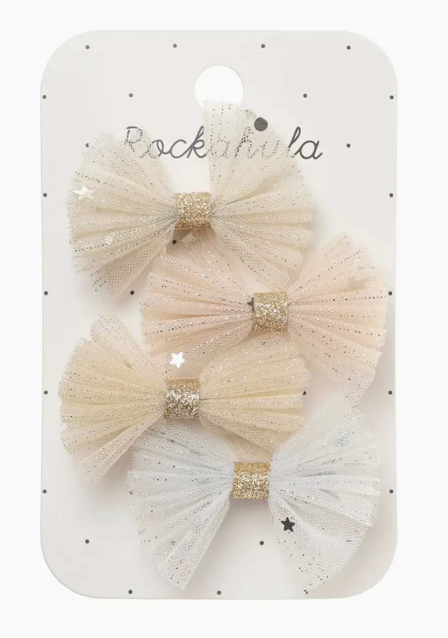 Shimmer Tulle Mini Bow Clips - Rockahula