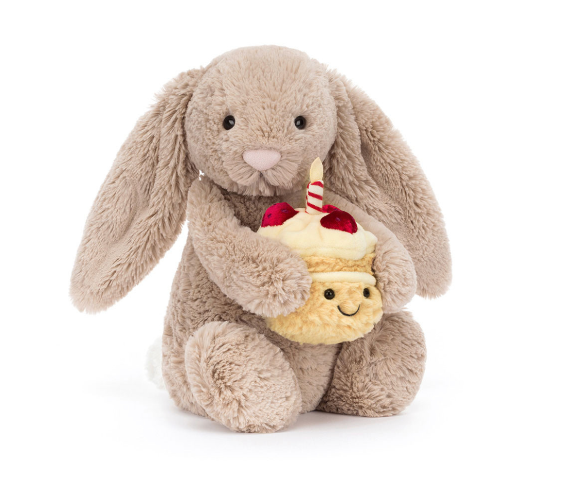 Bashful Beige Birthday Bunny  - Jellycat