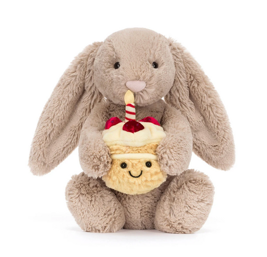 Bashful Beige Birthday Bunny  - Jellycat