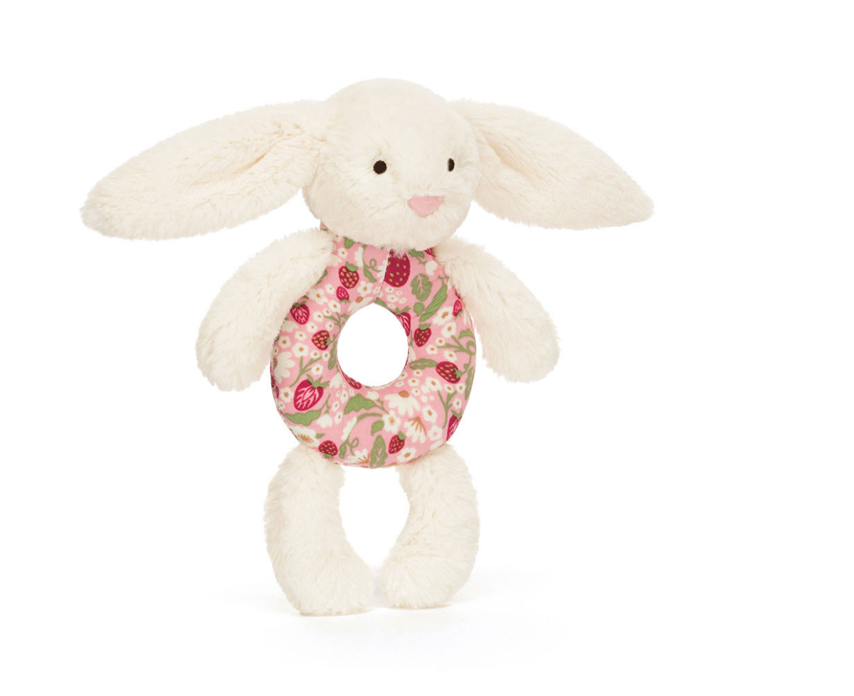 Blossom Cream Bunny Berry Ring Rattle - Jellycat