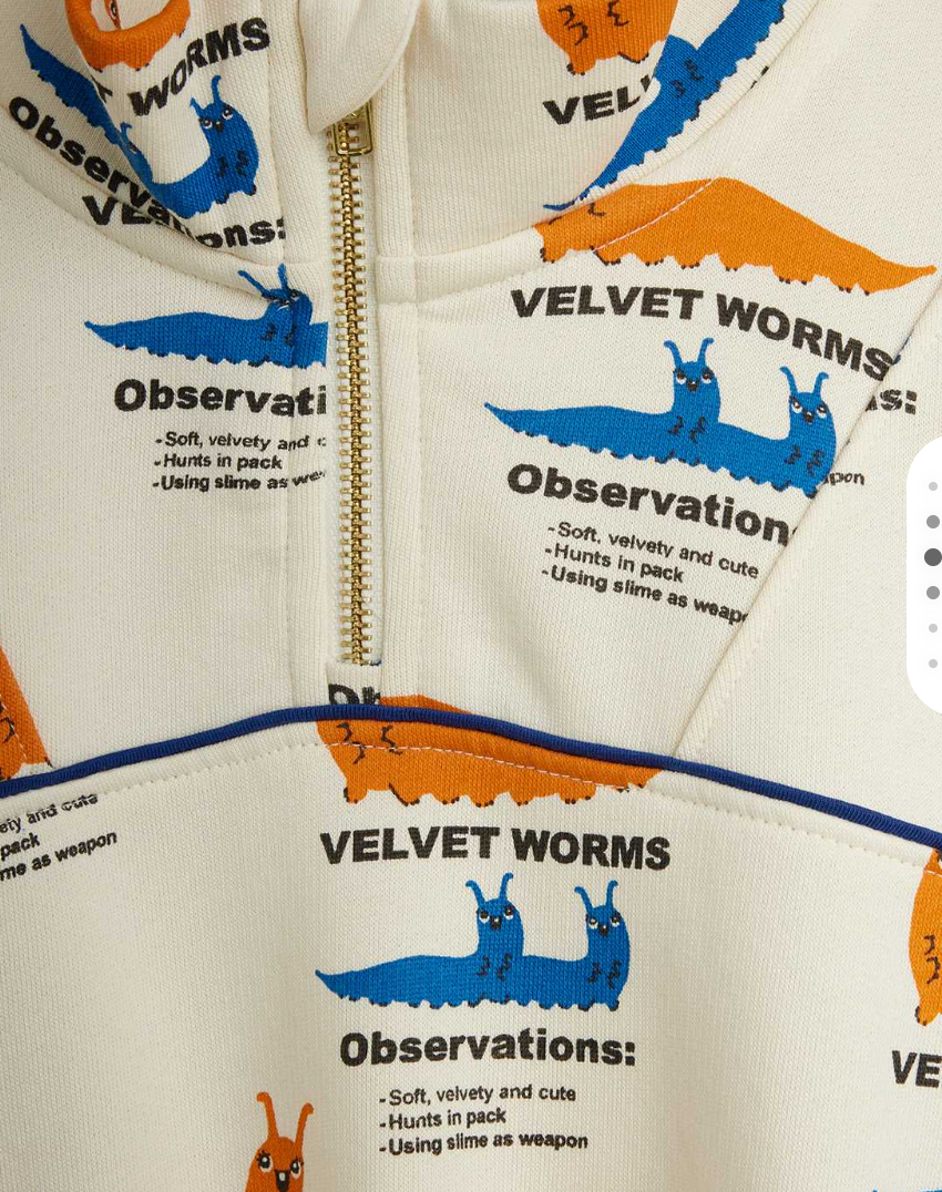 Velvet Worms Half ZIp Sweat Shirt-Mini Rodini FW26