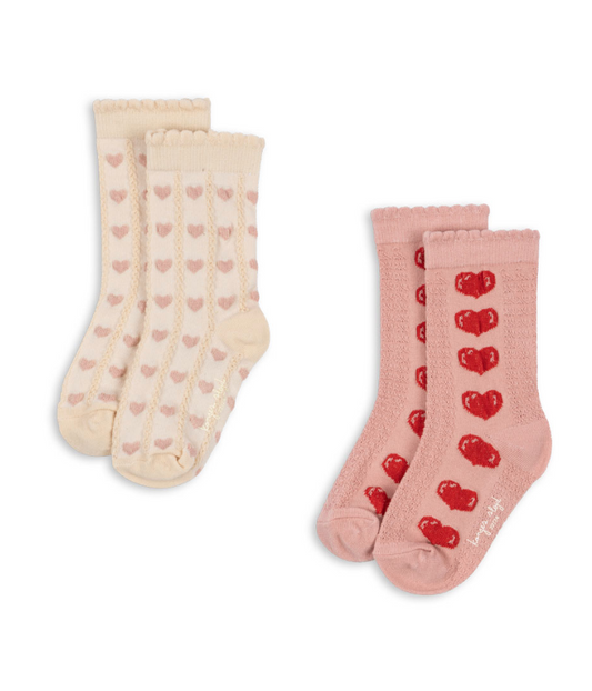 2pk Heart Sock -Konges Slojd