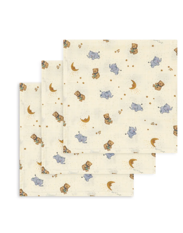 3pk Muslin Cloth -konges