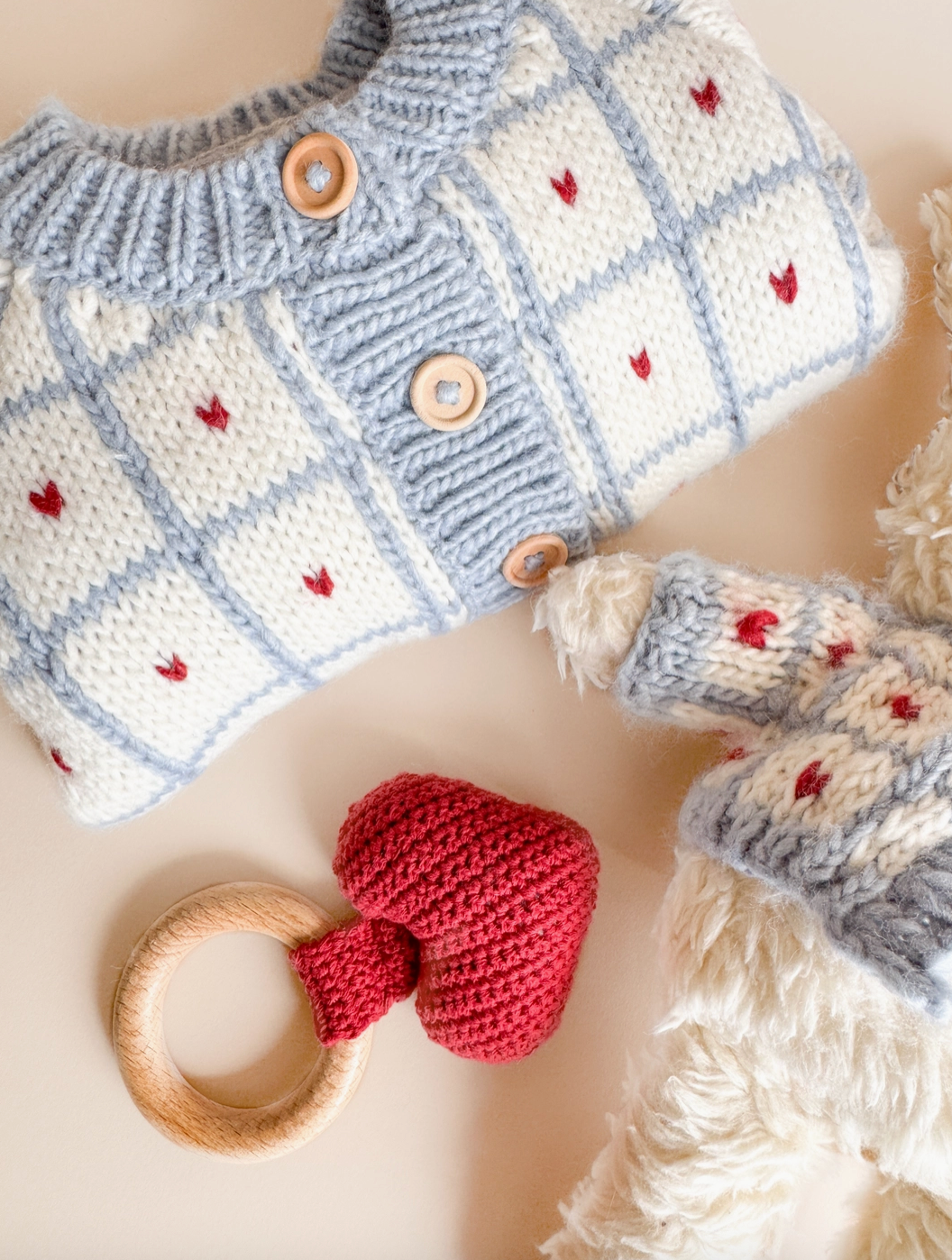Windowpane Heart Cardigan - Blueberry Hill
