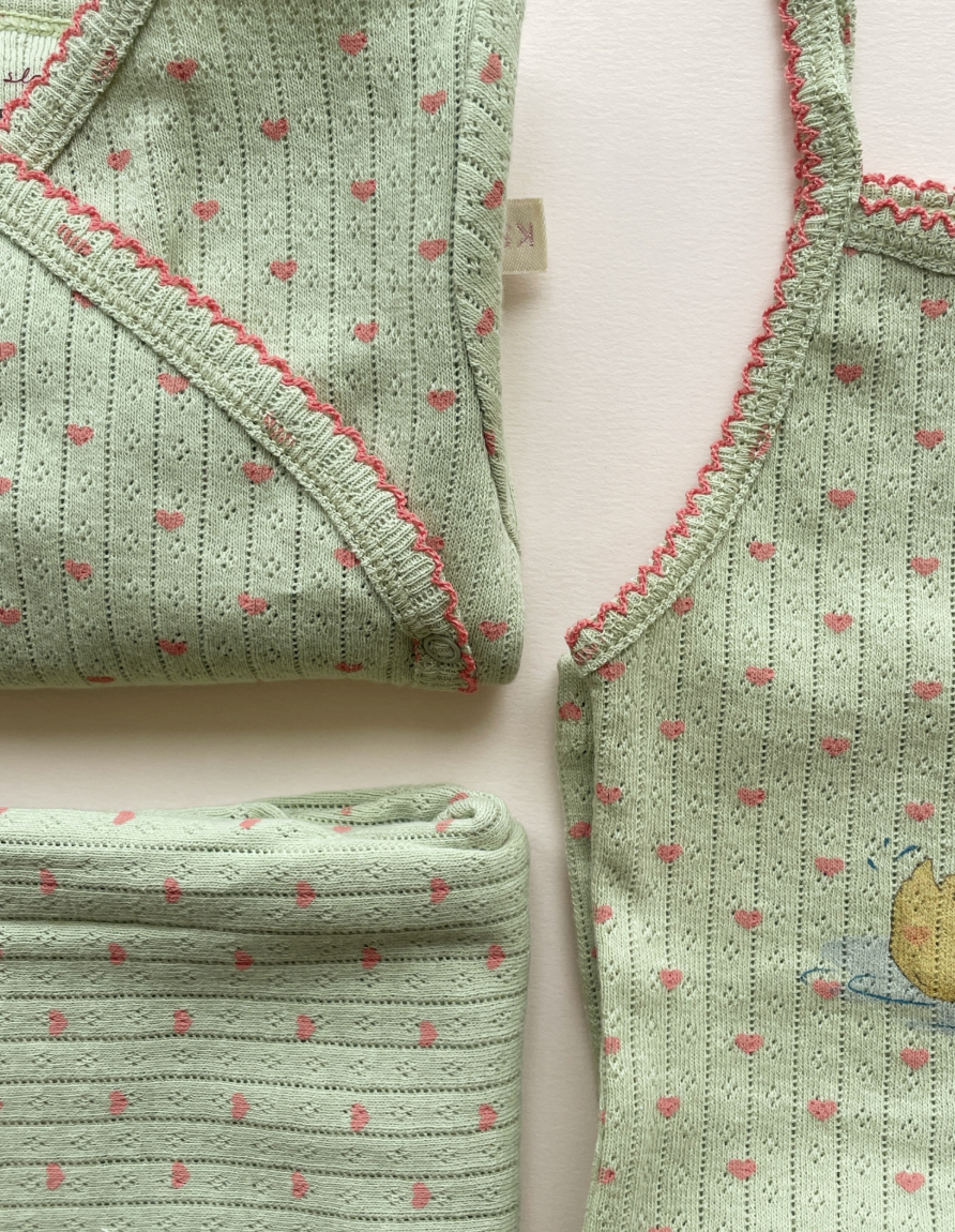 Minnie Pointelle Coeur Lint Romper-Konges Slojd FW26