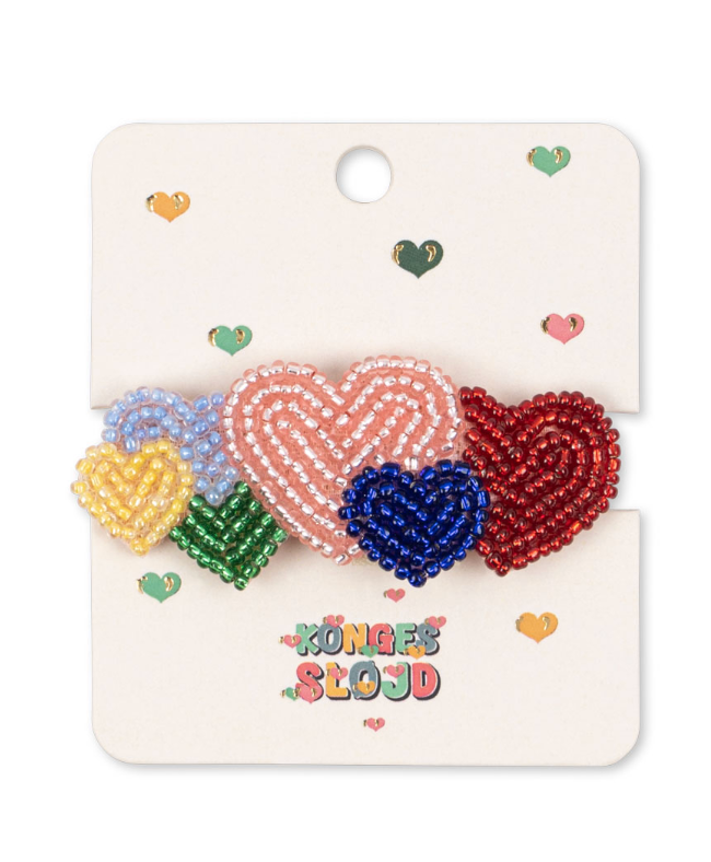 Beaded Heart Hair Clip-Konges Slojd