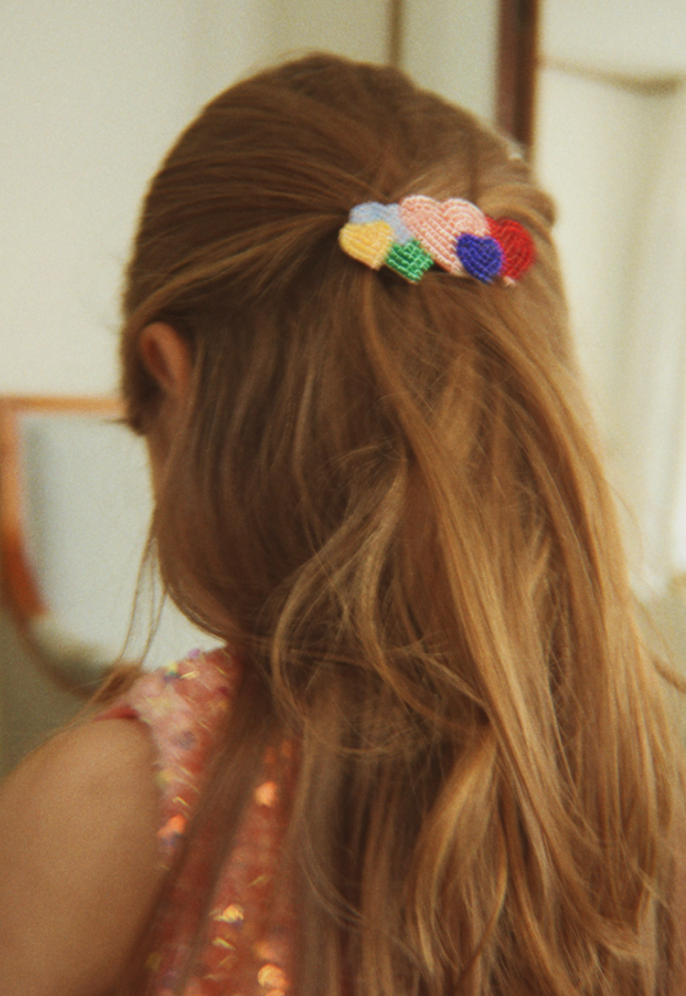 Beaded Heart Hair Clip-Konges Slojd