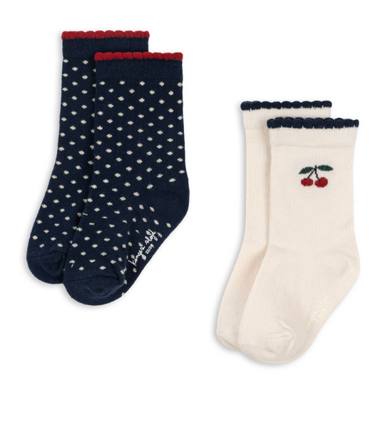 2pk Cherry/Dot Sock -Konges Slojd