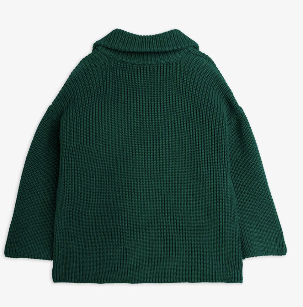 Panda  Patch Chunky Knit Half Zip -Mini Rodini FW26