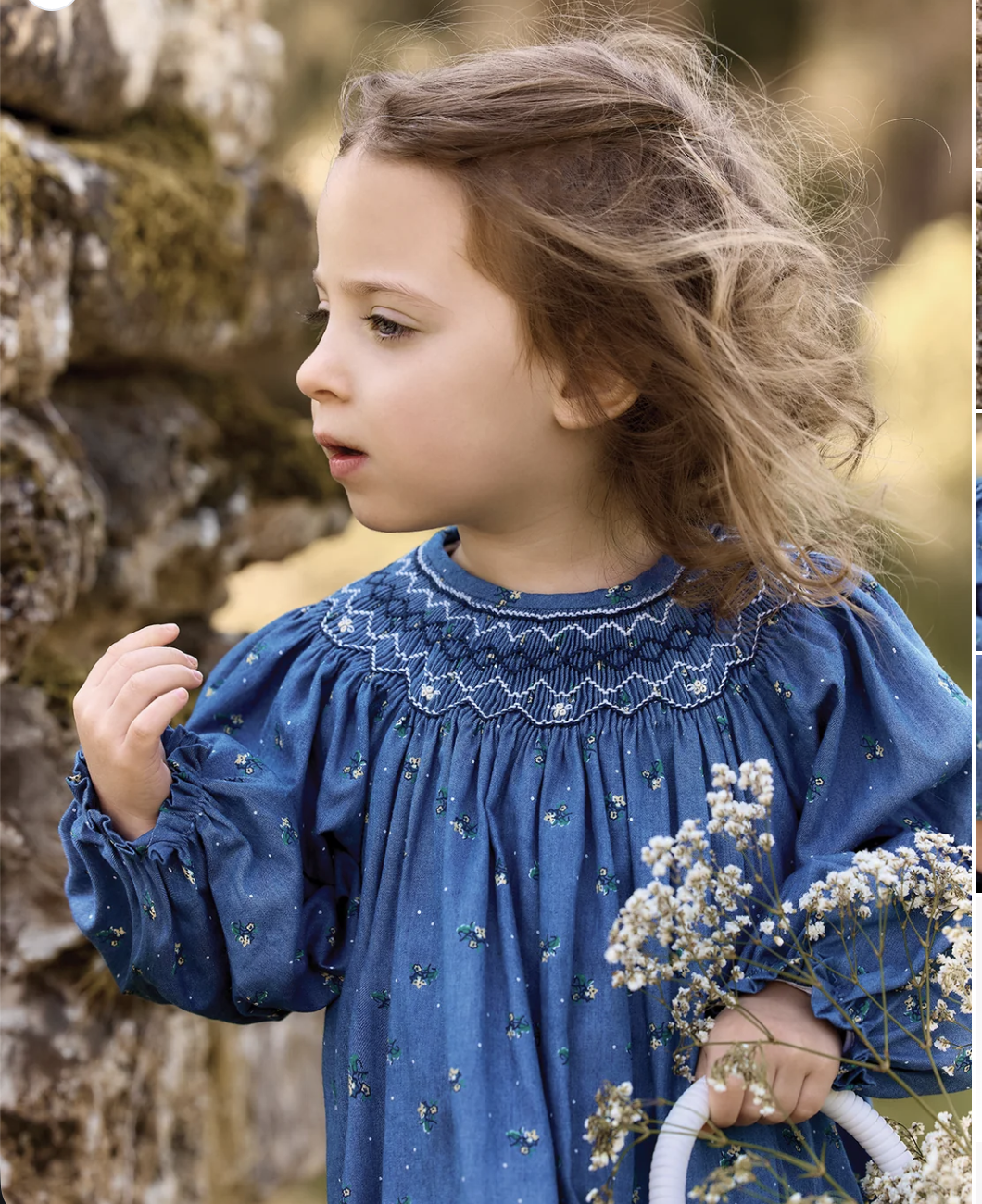 Blue Smocked Flower Dress- Tartine et Chocolat FW26