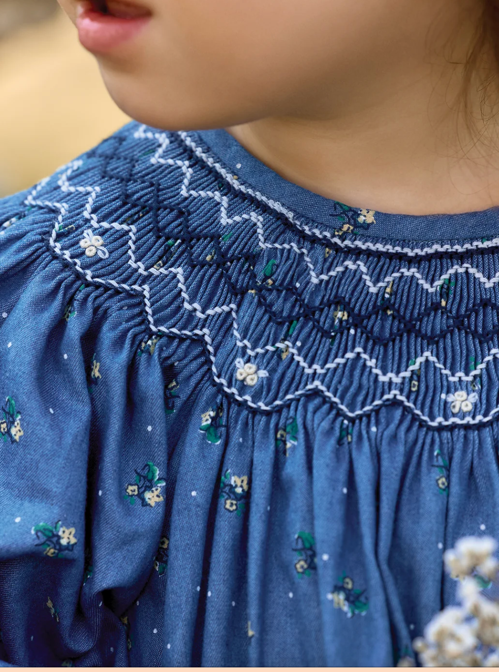 Blue Smocked Flower Dress- Tartine et Chocolat FW26