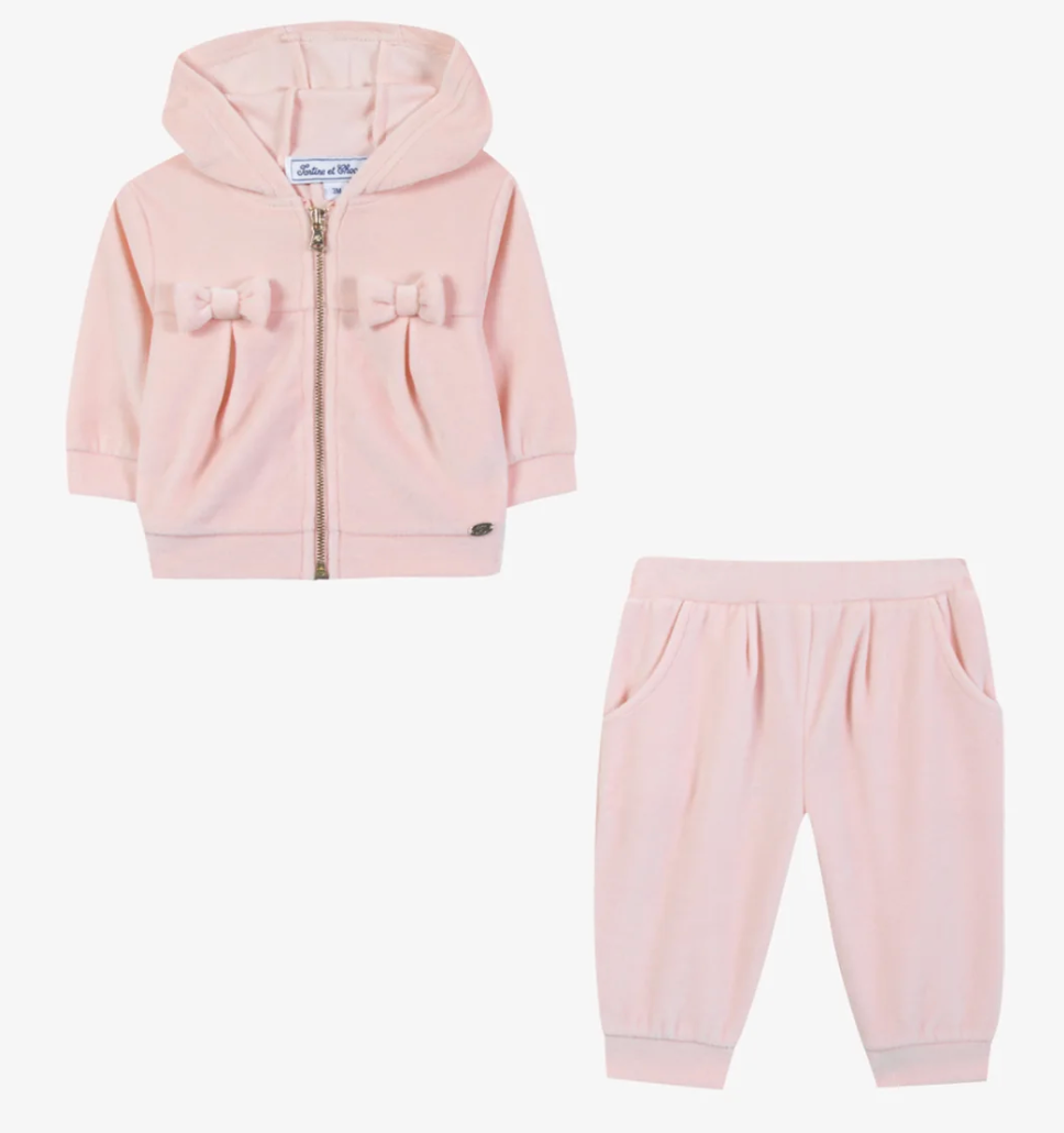 Velour Bow Sweatsuit-Tartine et Chocolat FW26