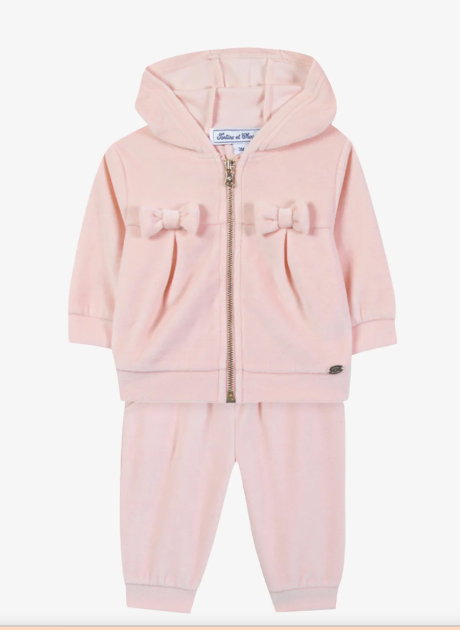 Velour Bow Sweatsuit-Tartine et Chocolat FW26
